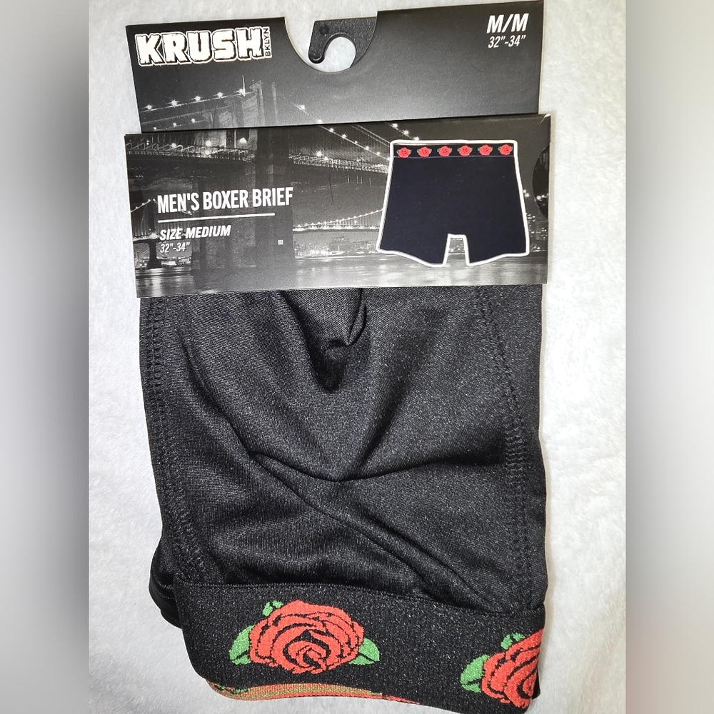 Black Boxer Briefs with Rose Detail - Picture 2 of 2